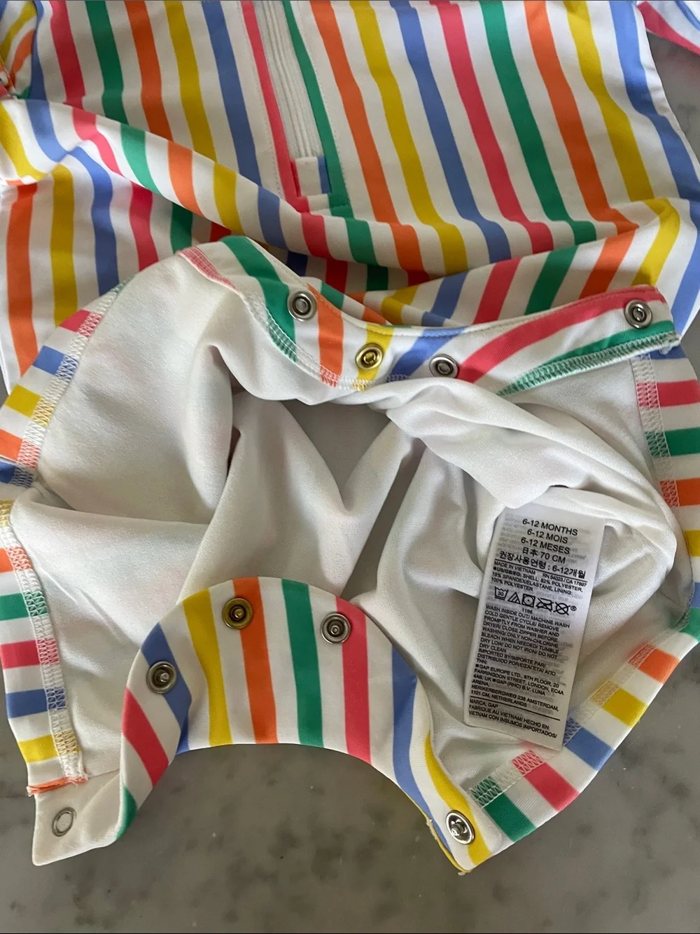 GAP Kids One-Piece Rash Guard Swim Suit - Rainbow Stripes